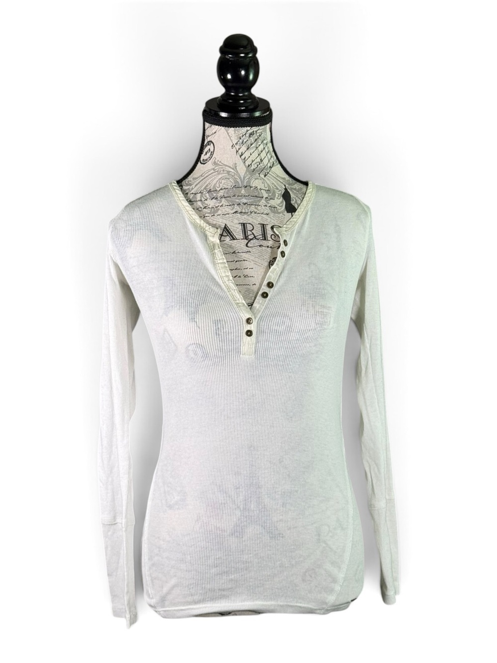 Hollister Cream Long Sleeve Henley Shirt